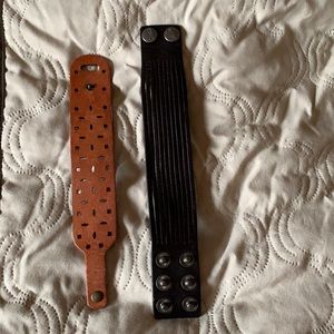 2 Leather bracelets, 1 brown, 1 black